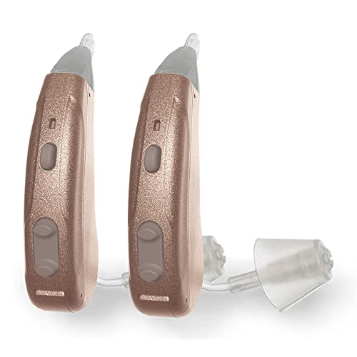 Lexie Lumen Hearing Aids for Seniors and Adults - Bluetooth Hearing Aid with Slim Tube For Invisible Fit | Directional Hearing, Advanced Battery Power, and Smart Phone Control (Bronze)