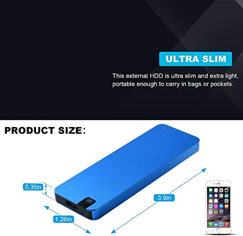 External Solid State Drive 16TB, Portable High Capacity External Solid State Drive, Computer Backup Small Disk Drive USB3.1 for PC Desktop Laptop Compatible with XS Windows (16TB, Blue)