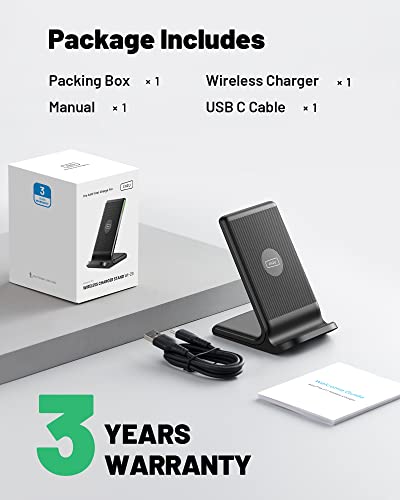 INIU Wireless Charger, 15W Qi-Certified Fast Wireless Charging Stand with Sleep-Friendly Adaptive Light Compatible with iPhone 13 12 Pro XR XS 8 Plus Samsung Galaxy S21 S20 Note 20 10 Google LG etc.