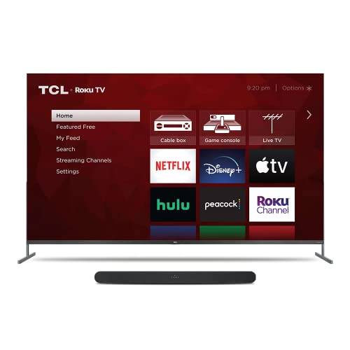 TCL 85" Class 4K UHD Dolby Vision HDR QLED Roku Smart TV - 85R745 with TCL Alto 6 2.0 Channel Home Theater Sound Bar with Bluetooth – TS6100, 120W, 31.5-inch, Black (TS6100-NA)