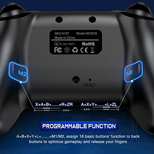 Wireless Switch Controller for Nintendo Switch/Lite/OLED Controller, Switch Controller with a Mouse Touch Feeling on Back Buttons, Extra Switch Pro Controller with Wake-up,Programmable, Turbo Function