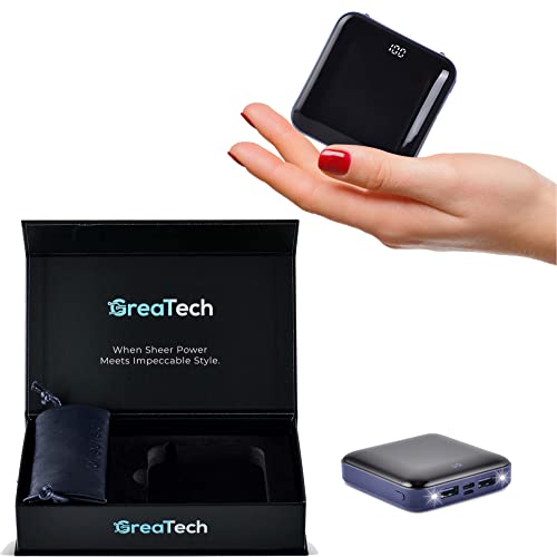 GreaTech Premium Mini Portable Charger USB Battery Pack, Smallest & Lightest 10000mAh Power Bank Compatible with iPhone, Android & More. Unique Gifts for Men & Women Who Have Everything