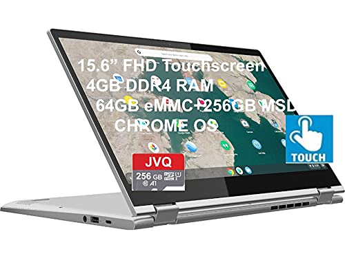 2022 Newest Lenovo C340 15.6" FHD Touchscreen 2-in-1 Chromebook Laptop, Intel i3 CPU(Up to 3.4GHz), 4GB RAM, 320GB Space(64GB eMMC+256GB MSD), USB-C, Wi-Fi, Bluetooth, Webcam, Chrome OS+JVQ MP