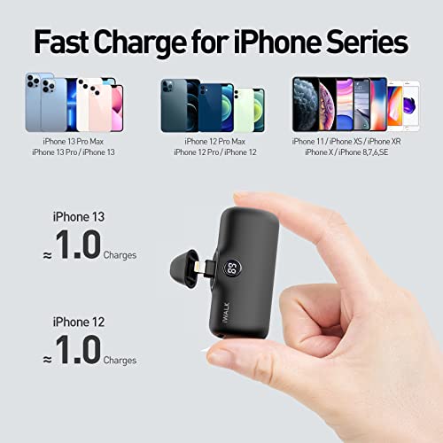 iWALK Portable Charger 4800mAh Power Bank Fast Charging and PD Input Small Docking Battery with LED Display Compatible with iPhone 13/13 Pro/13 Pro Max/12/12 Pro/12 Pro Max/11 Pro/XR/X/8/Plus, Black