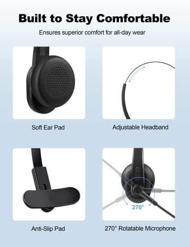 Bluetooth Headset, Sarevile Bluetooth Trucker Headset with Upgraded Microphone Noise Canceling for Trucker, Hand Free Wireless Headset with Adapter for Office Meeting. Widely Compatible for Computer