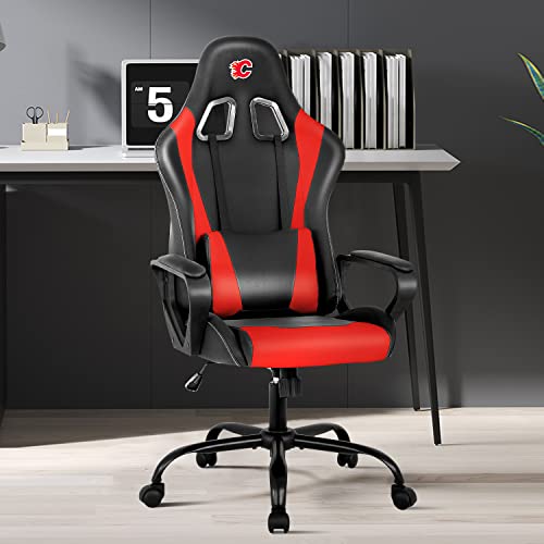 PC Gaming Chair Ergonomic Office Chair Desk Chair PU Leather Computer Chair High Back Racing Chair with Lumbar Support Armrest for Home Office (Black, Cal)