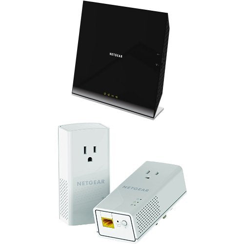 NETGEAR AC1200 Dual Band Wi-Fi Gigabit Router & Powerline 1200 with Extra Outlet Bundle