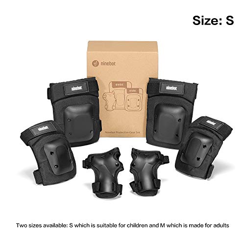 Segway Ninebot Protective Gear Set for Youth/Adult Knee Pads Elbow Pads Wrist Guards for Scooters Skateboarding Roller Skating Inline Skate Cycling Bike Bicycle, Black, S