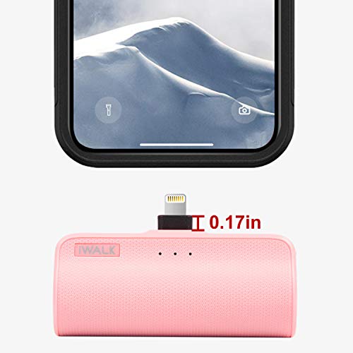 iWALK Mini Portable Charger for iPhone with Built in Cable, 3350mAh Ultra-Compact Power Bank Small Battery Pack Charger Compatible with iPhone 14/13/13 Pro/12/12 Pro/11/XR/XS/X/8/7/6,Pink