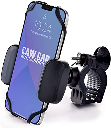 The Only Metal Bike & Motorcycle Phone Mount - for Any Smartphone (iPhone 13, Galaxy S22). Unbreakable Handlebar Cell Phone Holder for Bike & Bicycle