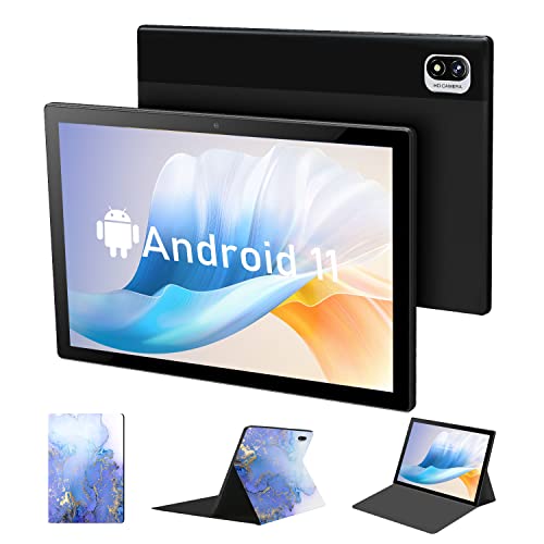 10.1 inch Android 11 Tablet, 6GB RAM 64GB ROM 128GB Expand, Quad-core 1.8Ghz Tablets Computer, GMS Certificated 2.4G/5G WiFi Bluetooth(Black)
