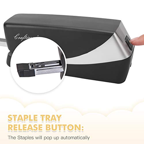 Craftinova Electric Stapler,Automatic Stapler,Including 2000 Staples and 1 adapters,Electric Stapler Heavy Duty Can Store 210 Staples，AC or Battery Powered Stapler Heavy Duty, 25 Sheet Capacity.