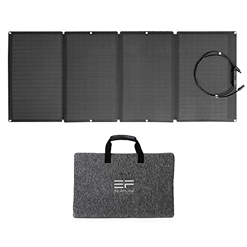 EF ECOFLOW 160 Watt Portable Solar Panel for Power Station, Foldable Solar Charger with Adjustable Kickstand, Waterproof IP68 for Outdoor Camping RV Off Grid System