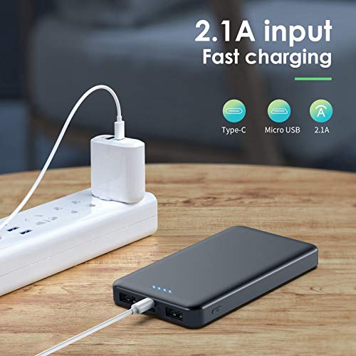 Portable Charger Power Bank 10000mAh【2 Pack】 Ultra Slim Design Portable Phone Charger with USB C Input & 2 Output Backup Charging External Battery Pack for Smart Phone, Android Phone,Tablet etc