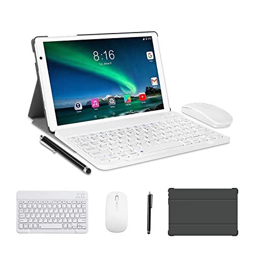 Tablet 10 inch Octa Core -TOSCIDO Tablet Android 10.0,1920x1200 HD IPS,4GB RAM,64GB ROM,13M&5M Camera,5G Wi-Fi,Bluetooth 5.0,GPS,Type-C,Include Bluetooth Keyboard,Mouse,Tablet Case and More - Silver