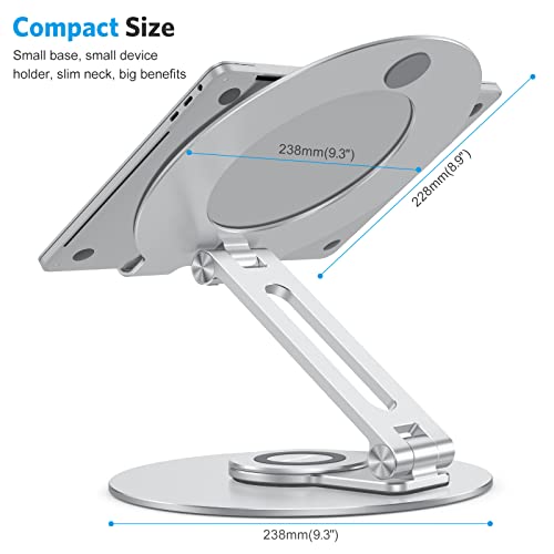 Adjustable Laptop Stand with 360 Rotating Base, OMOTON Ergonomic Laptop Riser for Collaborative Work, Dual Rotary Shaft Fully Foldable for Easy Storage, Fits MacBook / All Laptops up to 16 inches