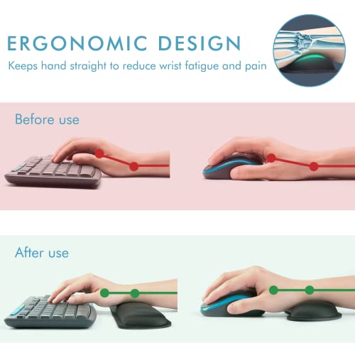 VAGAU Premium Memory Foam Keyboard and Mouse Wrist Rest Pads Set- for Comfortable Typing &Wrist Pain Relief(Pack of 2)