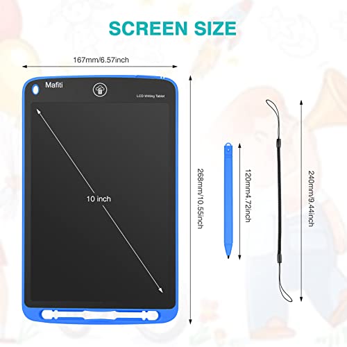 LCD Writing Tablet 10 Inch Colorful Screen Electronic Writing Drawing Pads Doodle Board for Kids Boys Girls Blue