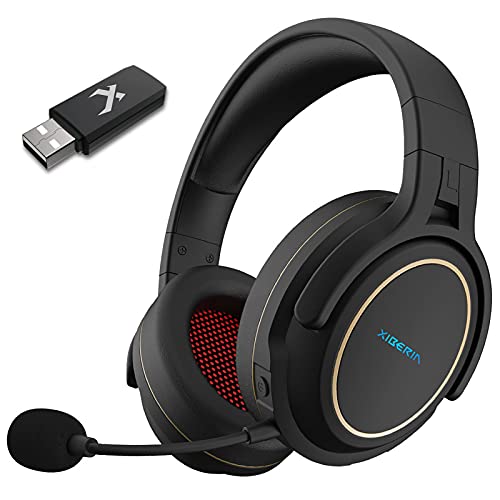 XIBERIA G01 Wireless Gaming Headset with Microphone 5.8GHz Anti-Interference for PC/PS5/PS4/MAC/Laptop,Lossless Ultra-Low Latency,Noise Cancelling MIC,Long Battery Life