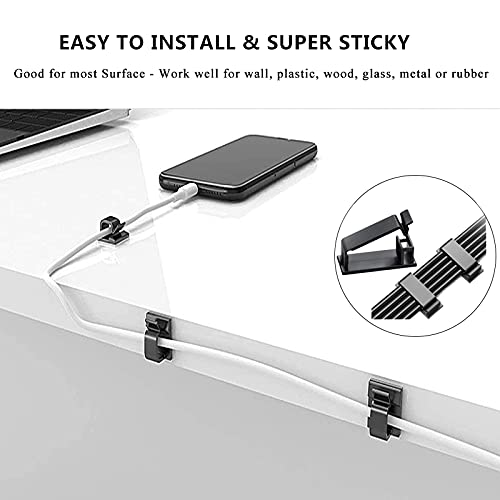 Cord Management Organizer Kit 4 Cable Sleeve Split with 41Self Adhesive Cable Clips Holder, 10pcs and 2 Roll Self Adhesive tie and 100 Fastening Cable Ties for TV Office Home Electronics etc