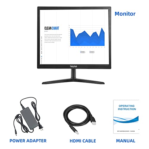 Thinlerain PC Monitor 17-inch 4:3 LED Backlit Monitor 1280 X 1024, 60 Hz Refresh Rate, 5Ms Response Time, VESA Mountable, VGA, HDMI, TN Panel, Built-in Speakers