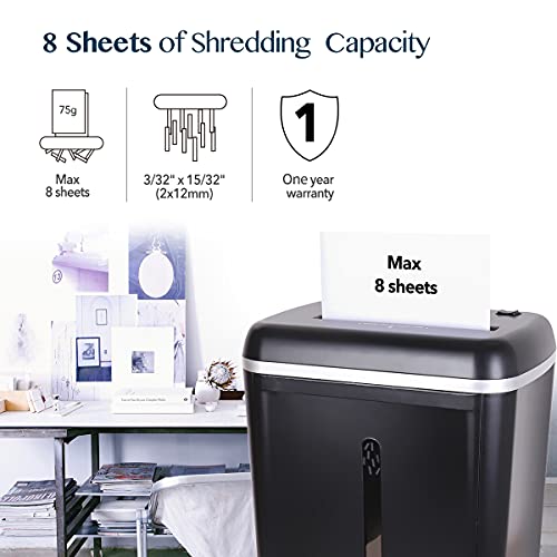 WOLVERINE 8-Sheet Super Micro Cut High Security Level P-5 Ultra Quiet Paper/Credit Card Home Office Shredder with 4.5 gallons Pullout Waste Bin SD9101 (Black)
