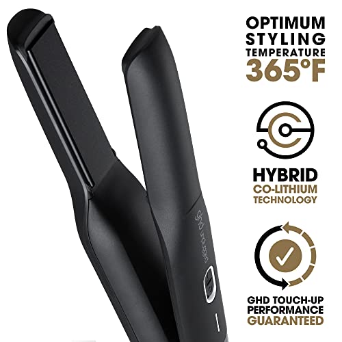 ghd Unplugged Styler - Cordless Flat Iron in black, travel friendly professional straightener, USB-C rechargable with heat-resistant case, portable styler that fits in your handbag, 1 ct.