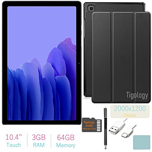 2020 Samsung Galaxy Tab A7 10.4’’ (2000x1200) TFT Display Wi-Fi Tablet Bundle, Qualcomm Snapdragon 662, 3GB RAM, Bluetooth, Dolby Atmos Audio, Android 10 OS w/Tigology Accessories (64GB, Gray)