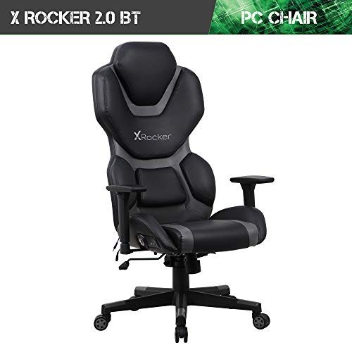 X Rocker Zeta PC Office Gaming Chair, 27.36" x 27.56" x 48.43", Black/Gray