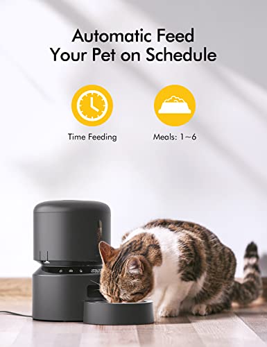 PETLIBRO Automatic Cat Feeder, Pet Dry Food Dispenser Triple Preservation with Stainless Steel Bowl & Twist Lock Lid, Up to 50 Portions 6 Meals Per Day, Granary for Small/Medium Pets