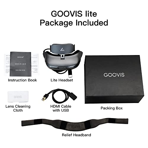 GOOVIS Lite - Personal 3D Cinema Headsets 4K OLED Display Movies Goggles Glasses Built-in Hyperopia & Myopia Lens Compatible with PC, Smart Phone, Set-top Box