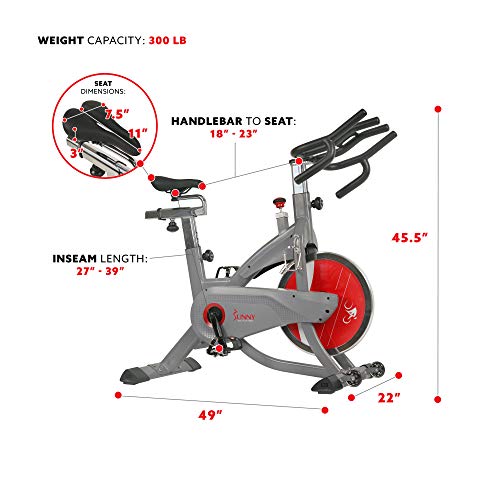 Sunny Health & Fitness AeroPro Indoor Cycling Exercise Bike with 44 LB Flywheel and Magnetic Resistance - SF-B1711, Grey