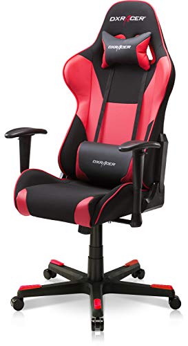 DXRacer PC Gaming Chair Racing Style Office Computer Seat Height Adjustable Recliner with Ergonomic Head Pillow and Lumbar Support, Formula Series, Standard, Black & Red