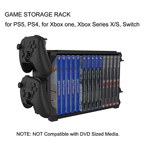 Bealuffe Game Holder for PS5 PS4, for Xbox Series X, for Xbox One, Game Storage Tower for Switch, Game Disk Organizer for Playstation (up to 15 Discs)