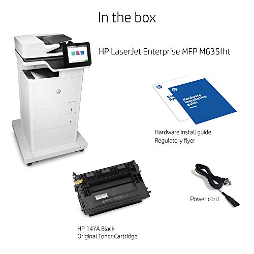 HP LaserJet Enterprise MFP M635fht Monochrome All-in-One Printer with built-in Ethernet, 2-sided printing, extra paper tray & wheeled stand (7PS98A)