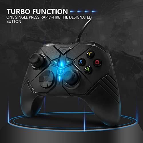 Replacement for Xbox One Wired Controller,Black USB Gamepad Joystick Controller for Xbox One/S/X/PC Windows 10 with 3.5mm Audio Jack, Back Button Attachment, Turbo Key