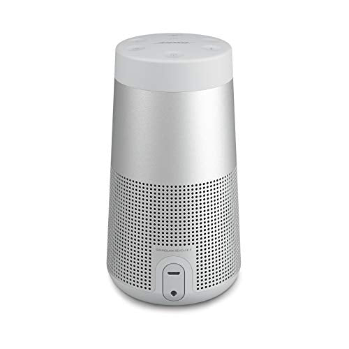 Bose SoundLink Revolve (Series II) Portable Bluetooth Speaker – Wireless Water-Resistant Speaker with 360° Sound, Silver & SoundLink Revolve Charging Cradle Black