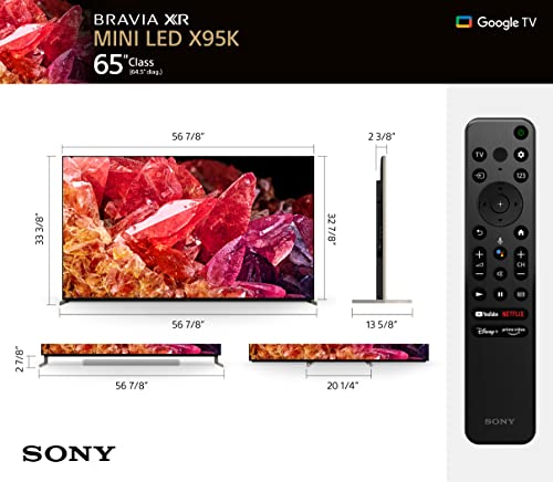 Sony 65 Inch 4K Ultra HD TV X95K Series: BRAVIA XR Mini LED Smart Google TV with Dolby Vision HDR and Exclusive Features for The Playstation® 5 XR65X95K- 2022 Model