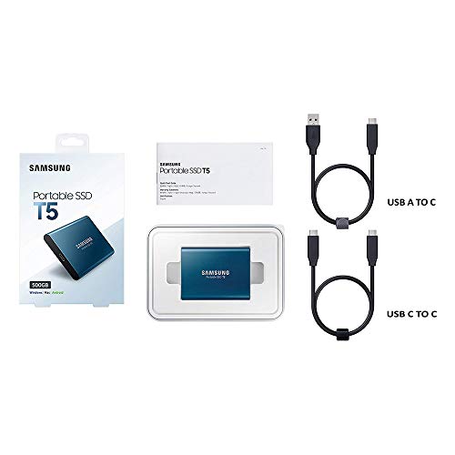 SAMSUNG T5 Portable SSD 500GB - Up to 540MB/s - USB 3.1 External Solid State Drive, Blue (MU-PA500B/AM)