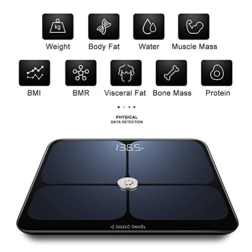 Innotech Smart Bluetooth Body Fat Scale Digital Bathroom Weight Weighing Scales Body Composition BMI Analyzer & Health Monitor with Free APP, Compatible with Fitbit, Apple Health & Google Fit