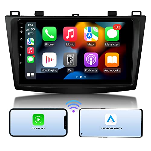 Eonon Apple CarPlay & Android Auto Car Stereo Receiver, Android 10.0 Car Stereo Ultra-Thin 3+32GB Car Radio, Compatible with 2010-2013 Mazda 3, Bluetooth 5.0/4 Sets of UI, 9 Inch-Q63Pro