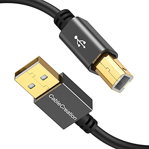 USB Printer Cable 10 FT, CableCreation USB 2.0 A Male to B Male Scanner Cord, USB MIDI Cable, Compatible with Camera, Brother, Epson, Midi Keyboard, Instrument, Piano, Dac, Aluminium Case