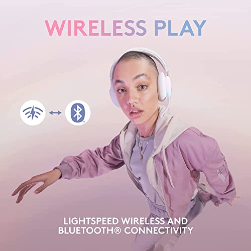 Logitech G735 Wireless Gaming Headset, Customizable LIGHTSYNC RGB Lighting, Bluetooth, 3.5 MM Aux Compatible with PC, Mobile Devices, Detachable Mic - With $20 SIMS Spa Day Game Pack - White Mist