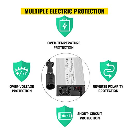 VEVOR Golf Cart Battery Charger 48V Club Car Charger 15A Golf Cart Electric Charger 3 Pin Plug Round/LED Club Car Battery Charger Aluminum Shell Power Wise Golf Cart Battery Charger for Ez Go Yamaha