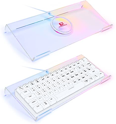 Premium Acrylic Computer Keyboard Stand, 366 Kinds RGB LED Backlit Keyboard Tray,Gaming Keyboard USB Interface Titled Keyboard Stand,Clear Acrylic Tilted Keyboard Riser for Office Desk, Home, School.