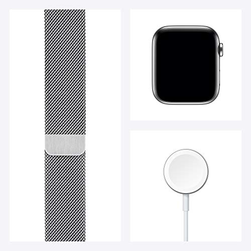 Apple Watch Series 6 (GPS + Cellular, 44mm) - Silver Stainless Steel Case with Silver Milanese Loop (Renewed)