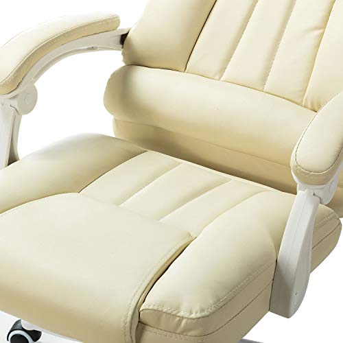 Gaming Chair Ergonomic Padded Arm Swivel High Back Office Desk Chair Reclining Computer Chairs/Ivory