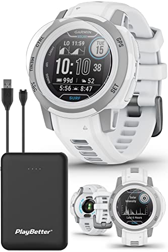 Garmin Instinct 2S Solar Surf (Ericeira) Rugged GPS Smartwatch - Surfing & Kiteboarding Watch w/ Multi-GNSS & 24/7 Fitness Tracker - Bundle w/ PlayBetter TPU Screen Protectors & Charger - S/M, 40mm