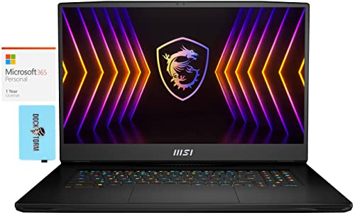 MSI Titan GT77 12UGS Gaming & Entertainment Laptop (Intel i7-12800HX 16-Core, 128GB DDR5 4000MHz RAM, 2x8TB PCIe SSD RAID 1 (8TB), Win 11 Pro) with MS 365 Personal, Hub