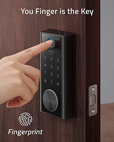 eufy Security Smart Lock Touch & Wi-Fi, Fingerprint Scanner, Keyless Entry Door Lock, Smart Wi-Fi Lock, Bluetooth Electronic Deadbolt, Touchscreen Keypad, BHMA Certified, IP65 Weatherproofing